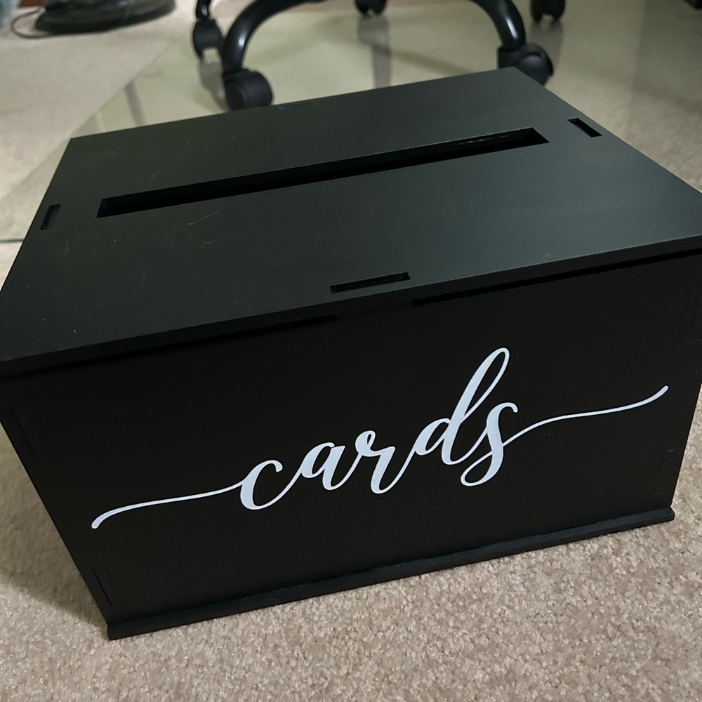 Black Card Box with White Script